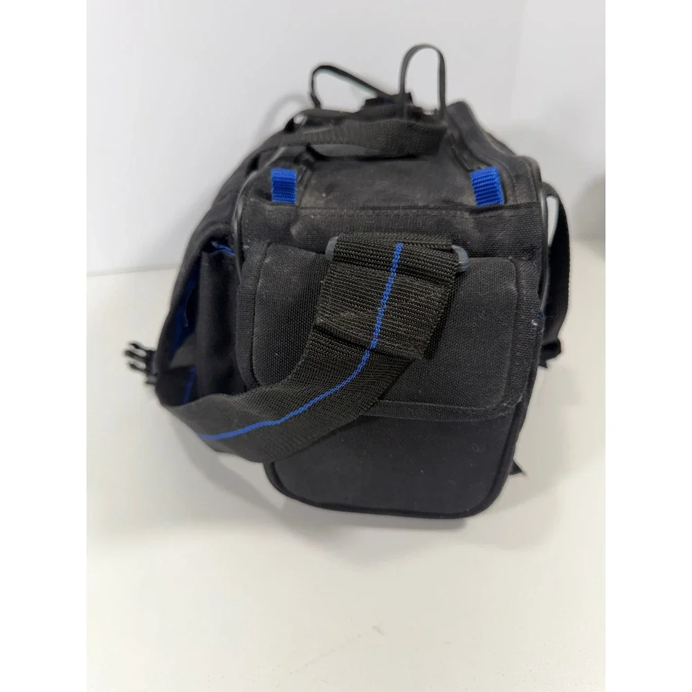 ProSpec Camera Bag Black Canvas Multi Compartment Shoulder Gear Case Blue Lining